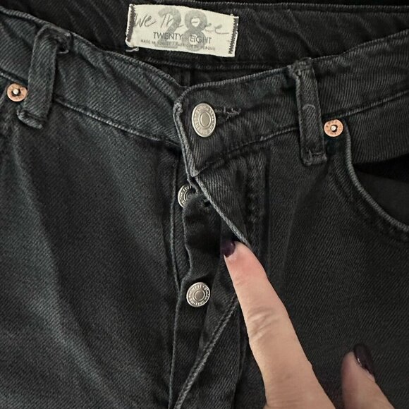 Free People We the Free Button Fly Flare Jeans Womens Size 28 (28x30) Black - Picture 2 of 11